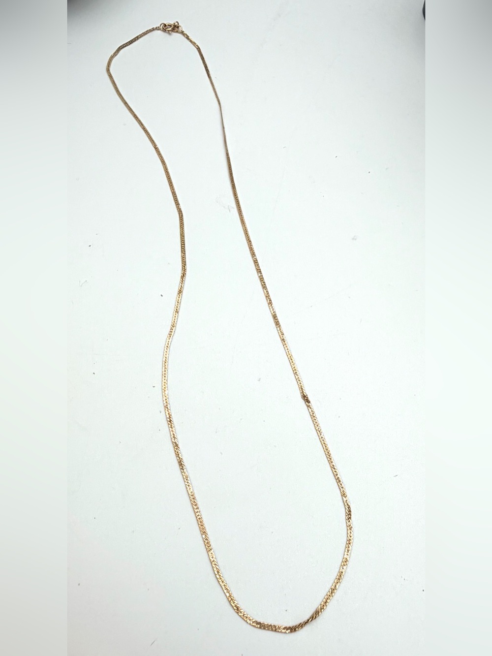 Italy 14K Gold Necklace 20”, Solid Yellow Gold Herringbone Chain- Vintage